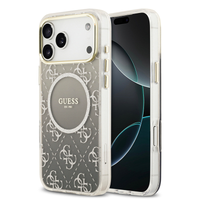 Apple iPhone 17 Pro Max Case Guess Original Licensed M-safe Charging Feature 4G Patterned Glitter Silicone Cover - 2