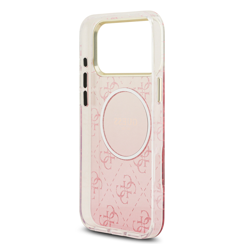 Apple iPhone 17 Pro Max Case Guess Original Licensed M-safe Charging Feature 4G Patterned Glitter Silicone Cover - 16