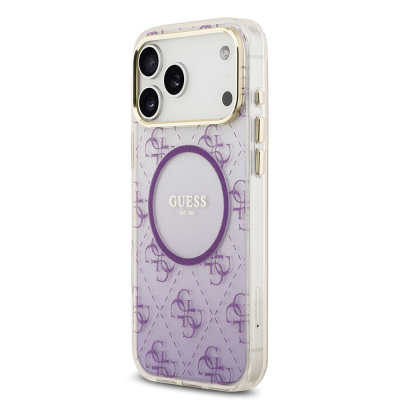 Apple iPhone 17 Pro Max Case Guess Original Licensed M-safe Charging Feature 4G Patterned Glitter Silicone Cover - 17