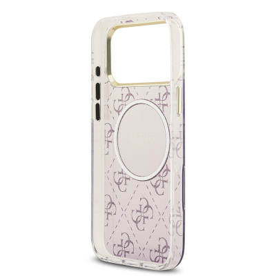 Apple iPhone 17 Pro Max Case Guess Original Licensed M-safe Charging Feature 4G Patterned Glitter Silicone Cover - 22