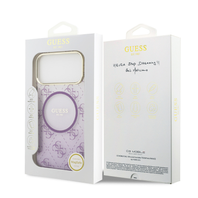 Apple iPhone 17 Pro Max Case Guess Original Licensed M-safe Charging Feature 4G Patterned Glitter Silicone Cover - 25