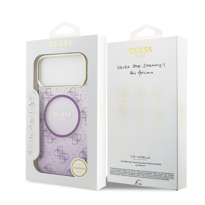 Apple iPhone 17 Pro Max Case Guess Original Licensed M-safe Charging Feature 4G Patterned Glitter Silicone Cover - 25