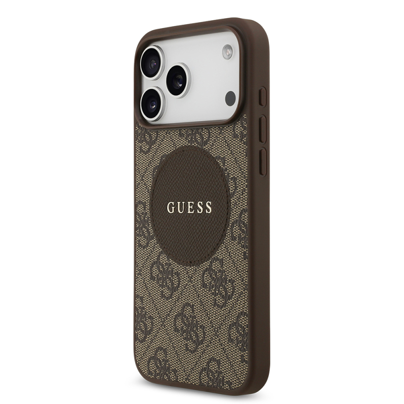 Apple iPhone 17 Pro Max Case Guess Original Licensed M-safe Charging Feature Circle Classic Cover Text Logo - 7
