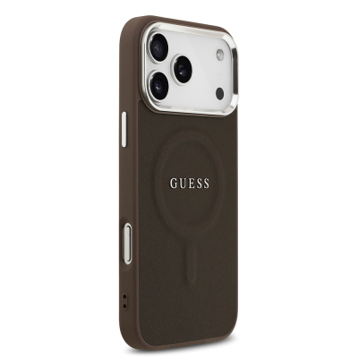 Apple iPhone 17 Pro Max Case Guess Original Licensed M-safe Charging Feature Classic Script Logo PU Leather Cover - 6