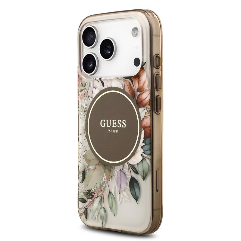 Apple iPhone 17 Pro Max Case Guess Original Licensed M-safe Charging Feature Flower Tonal Circle Cover - 5