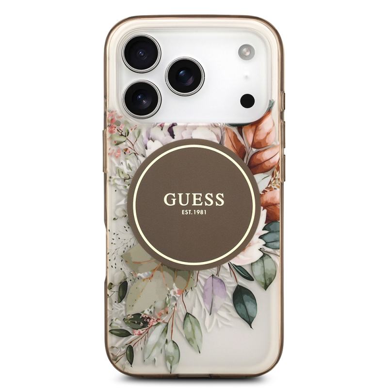 Apple iPhone 17 Pro Max Case Guess Original Licensed M-safe Charging Feature Flower Tonal Circle Cover - 6