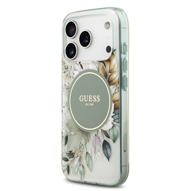 Apple iPhone 17 Pro Max Case Guess Original Licensed M-safe Charging Feature Flower Tonal Circle Cover - 11