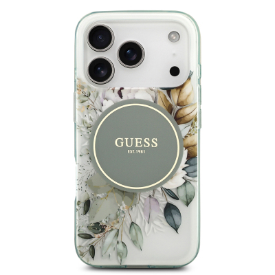 Apple iPhone 17 Pro Max Case Guess Original Licensed M-safe Charging Feature Flower Tonal Circle Cover - 12
