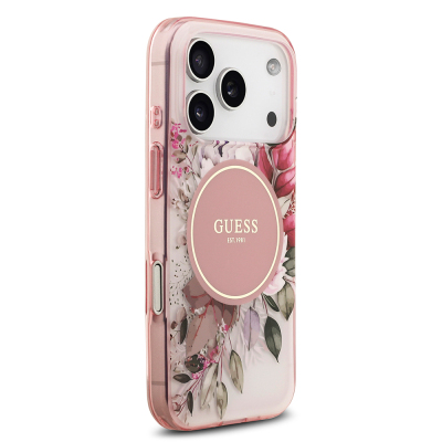 Apple iPhone 17 Pro Max Case Guess Original Licensed M-safe Charging Feature Flower Tonal Circle Cover - 19