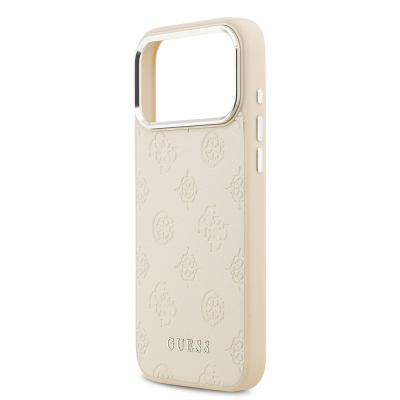 Apple iPhone 17 Pro Max Case Guess Original Licensed M-Safe Charging Feature Hot Printed Classic Text Logo PU Leather Peony Cover - 16