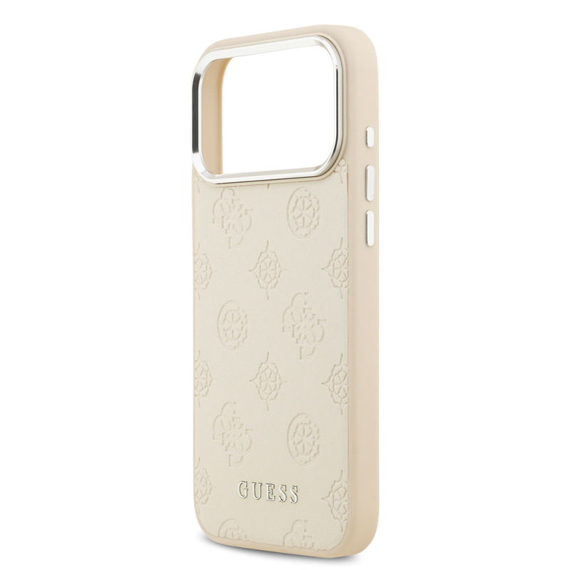 Apple iPhone 17 Pro Max Case Guess Original Licensed M-Safe Charging Feature Hot Printed Classic Text Logo PU Leather Peony Cover - 16