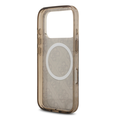 Apple iPhone 17 Pro Max Case Guess Original Licensed M-Safe Charging Feature IML Peony and 4G Patterned Classic Logo Cover - 10