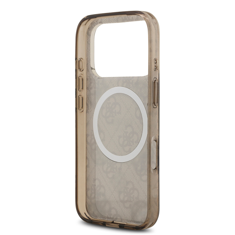 Apple iPhone 17 Pro Max Case Guess Original Licensed M-Safe Charging Feature IML Peony and 4G Patterned Classic Logo Cover - 10