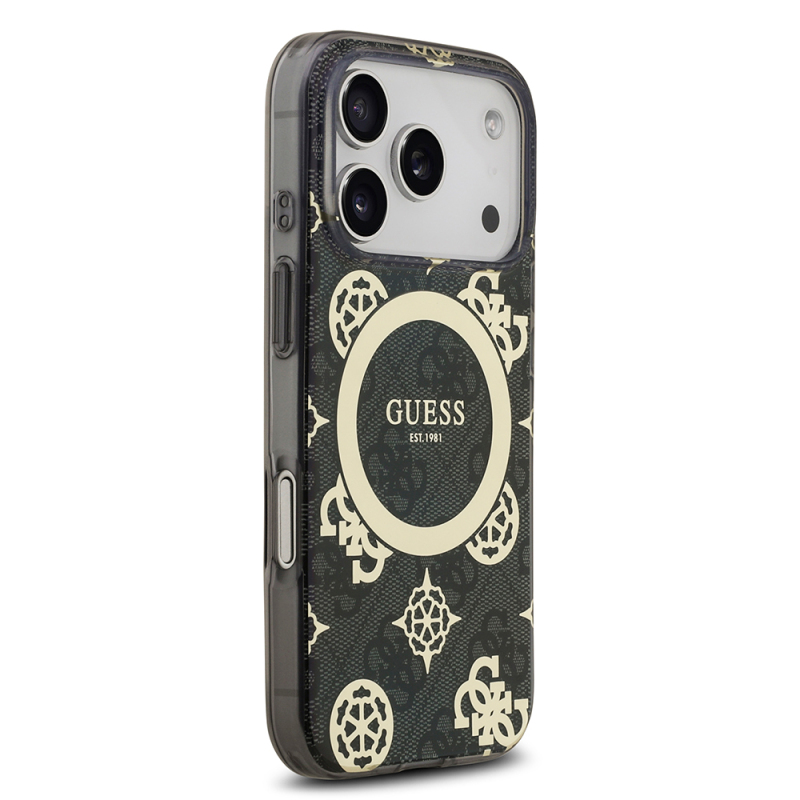 Apple iPhone 17 Pro Max Case Guess Original Licensed M-Safe Charging Feature IML Peony and 4G Patterned Classic Logo Cover - 13