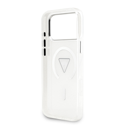 Apple iPhone 17 Pro Max Case Guess Original Licensed M-Safe Charging Feature IML Printed Triangle Logo Metal Camera Frame Cover - 9