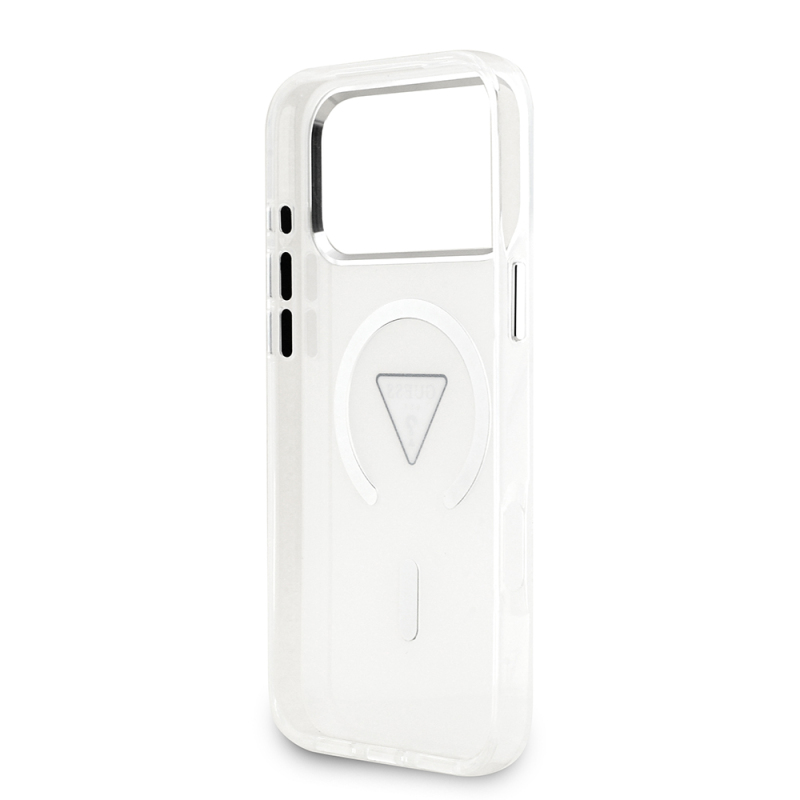 Apple iPhone 17 Pro Max Case Guess Original Licensed M-Safe Charging Feature IML Printed Triangle Logo Metal Camera Frame Cover - 9