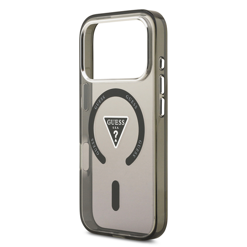 Apple iPhone 17 Pro Max Case Guess Original Licensed M-Safe Charging Feature IML Printed Triangle Logo Metal Camera Frame Cover - 14