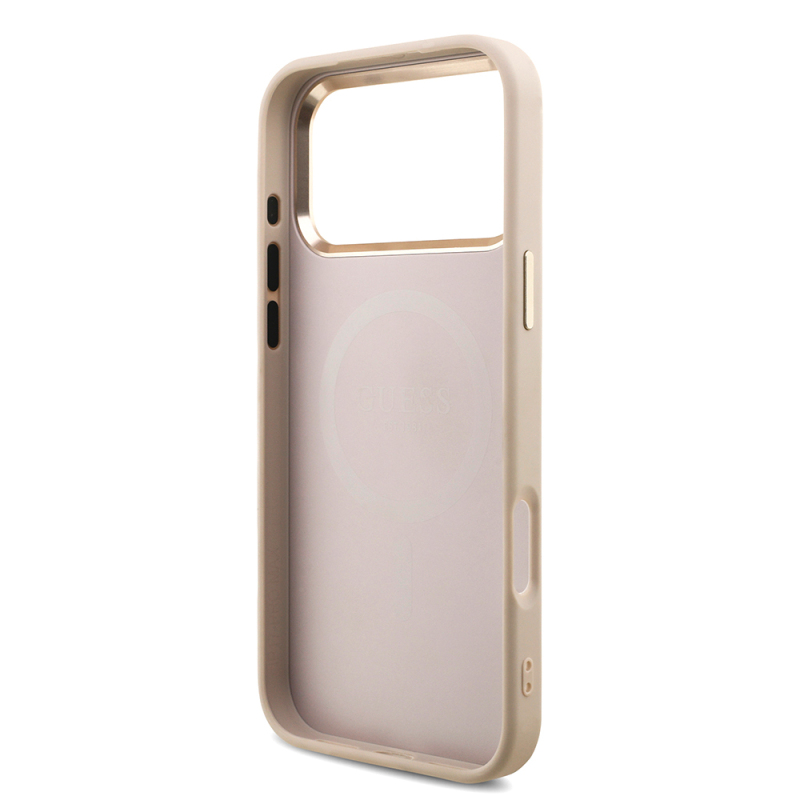 Apple iPhone 17 Pro Max Case Guess Original Licensed M-safe Charging Feature Stone Triangle Logo 4G Patterned Cover - 10