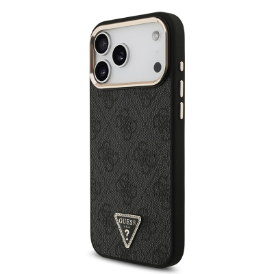 Apple iPhone 17 Pro Max Case Guess Original Licensed M-safe Charging Feature Stone Triangle Logo 4G Patterned Cover - 19
