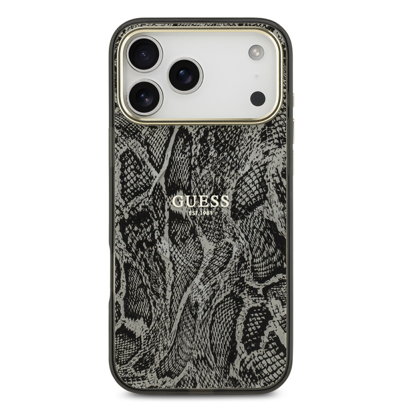 Apple iPhone 17 Pro Max Case Guess Original Licensed M-safe Charging Feature Text Logo Python Patterned Cover - 11