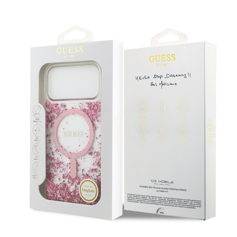 Apple iPhone 17 Pro Max Case Guess Original Licensed M-safe Charging Transparent Resin Bottom Cover - 17