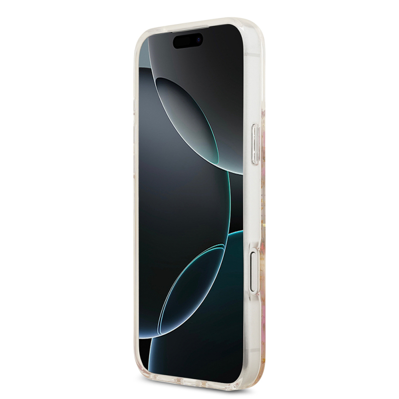 Apple iPhone 17 Pro Max Case Guess Original Licensed M-safe Charging Transparent Resin Flowers Cover - 13