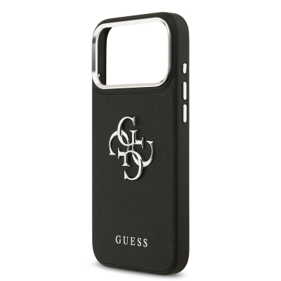 Apple iPhone 17 Pro Max Case Guess Original Licensed Metal Camera Frame Metal Large 4G and Text Logo PU Leather Cover - 5