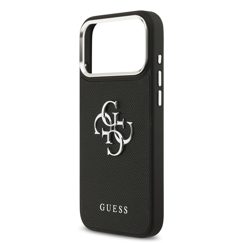 Apple iPhone 17 Pro Max Case Guess Original Licensed Metal Camera Frame Metal Large 4G and Text Logo PU Leather Cover - 5