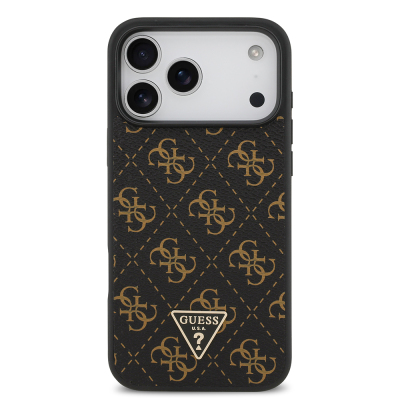 Apple iPhone 17 Pro Max Case Guess Original Licensed PU Leather 4G Patterned Triangle Logo Cover - 4