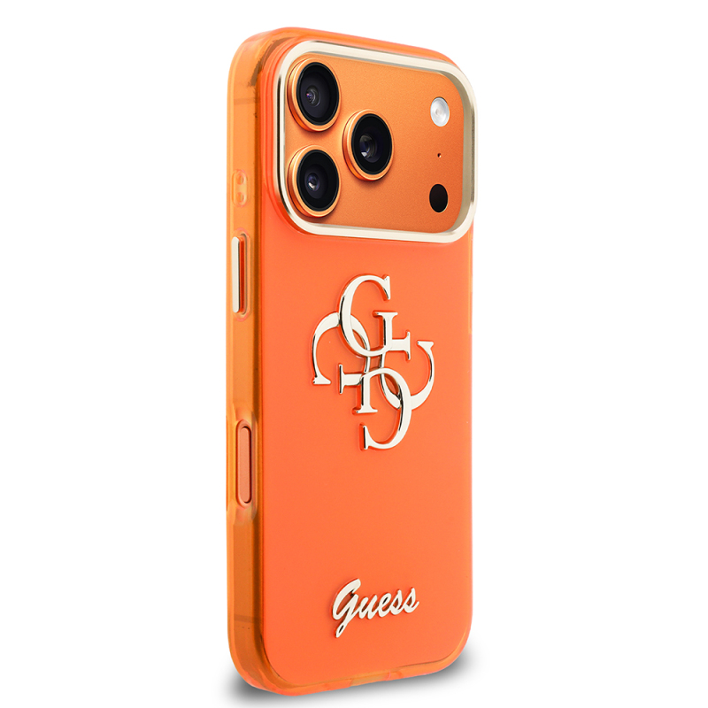Apple iPhone 17 Pro Max Case Guess Original Licensed Silicone Cover with Large Metal Logo and Text 4G Design. - 5