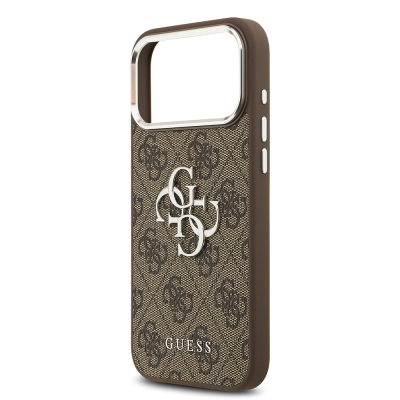 Apple iPhone 17 Pro Max Case Guess Original Licensed Silver Metal Camera Frame 4G Patterned Metal Big 4G and Text Logo Cover - 14