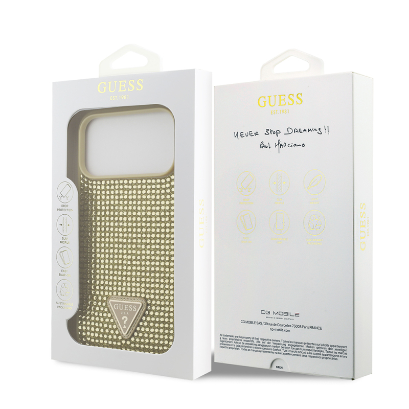 Apple iPhone 17 Pro Max Case Guess Original Licensed Stone Back Triangle Logo Cover - 19