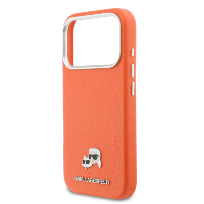 Apple iPhone 17 Pro Max Case, Karl Lagerfeld Original Licensed, M-safe Charging Enabled, Metal Camera and Button Design, K&C Head Logo, PU Leather Cover - 6