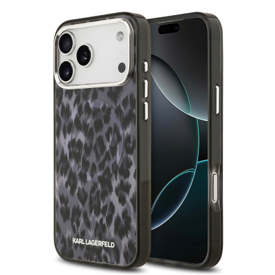 Apple iPhone 17 Pro Max Case Karl Lagerfeld Original Licensed M-Safe Charging Feature IML Leopard Print Cover - 1