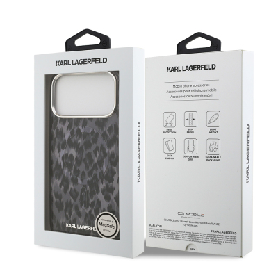Apple iPhone 17 Pro Max Case Karl Lagerfeld Original Licensed M-Safe Charging Feature IML Leopard Print Cover - 16