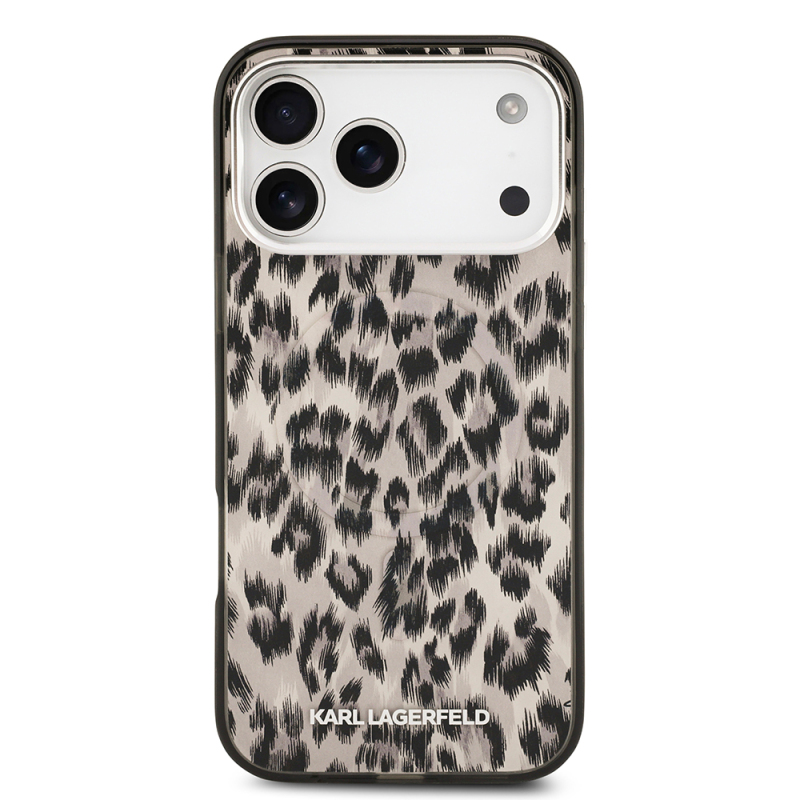 Apple iPhone 17 Pro Max Case Karl Lagerfeld Original Licensed M-Safe Charging Feature IML Leopard Print Cover - 11