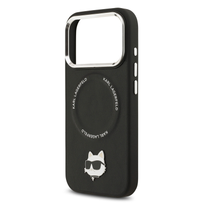 Apple iPhone 17 Pro Max Case Karl Lagerfeld Original Licensed M-Safe Charging Feature Metal Camera and Button Design Choupette PU Leather Cover - 7