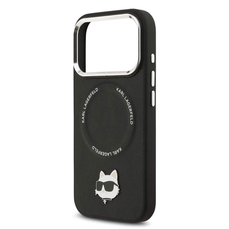 Apple iPhone 17 Pro Max Case Karl Lagerfeld Original Licensed M-Safe Charging Feature Metal Camera and Button Design Choupette PU Leather Cover - 7