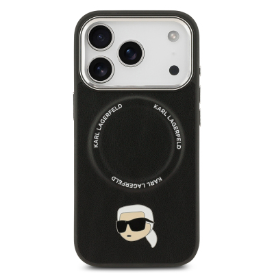 Apple iPhone 17 Pro Max Case Karl Lagerfeld Original Licensed M-Safe Charging Feature Metal Camera and Button Design Karl PU Leather Cover - 4