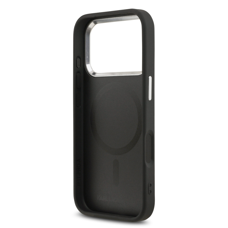 Apple iPhone 17 Pro Max Case Karl Lagerfeld Original Licensed M-Safe Charging Feature Metal Camera and Button Design K&C PU Leather Cover - 10