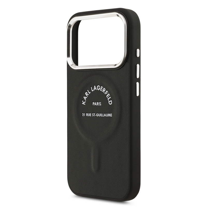 Apple iPhone 17 Pro Max Case Karl Lagerfeld Original Licensed M-safe Charging Feature Metal Camera and Button Design Paris RSG PU Leather Cover - 8