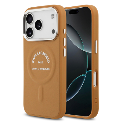 Apple iPhone 17 Pro Max Case Karl Lagerfeld Original Licensed M-safe Charging Feature Metal Camera and Button Design Paris RSG PU Leather Cover - 3