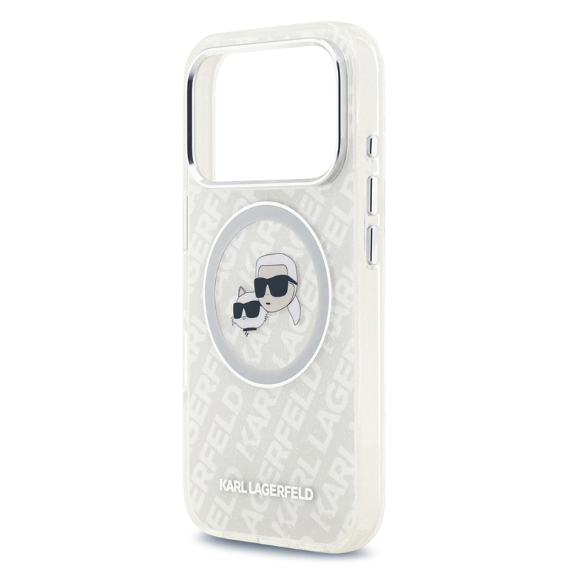 Apple iPhone 17 Pro Max Case Karl Lagerfeld Original Licensed Shining Glittery Karl & Choupette Heads Cover - 15