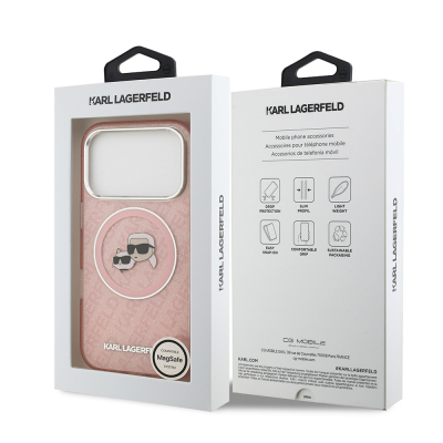 Apple iPhone 17 Pro Max Case Karl Lagerfeld Original Licensed Shining Glittery Karl & Choupette Heads Cover - 25