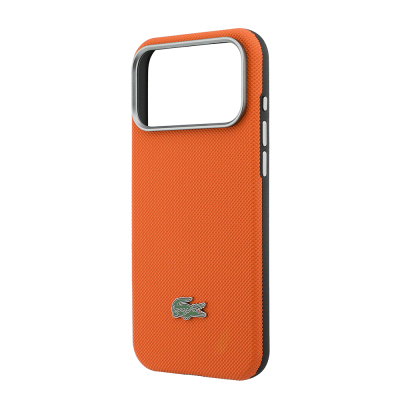 Apple iPhone 17 Pro Max Case, Lacoste Original Licensed, M-Safe Charging Enabled, PVC Semi-Pique Patterned Back, Iconic Crocodile Weave Logo Cover - 14