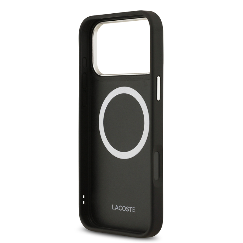 Apple iPhone 17 Pro Max Case Lacoste Original Licensed M-Safe Charging Feature Champs Elysees PU Leather Design Cover - 21