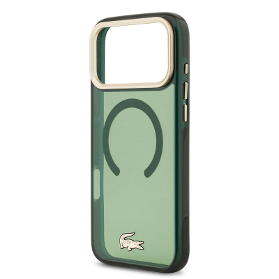 Apple iPhone 17 Pro Max Case Lacoste Original Licensed M-Safe Charging Feature Gold Crocodile Logo Frosted Cover - 9