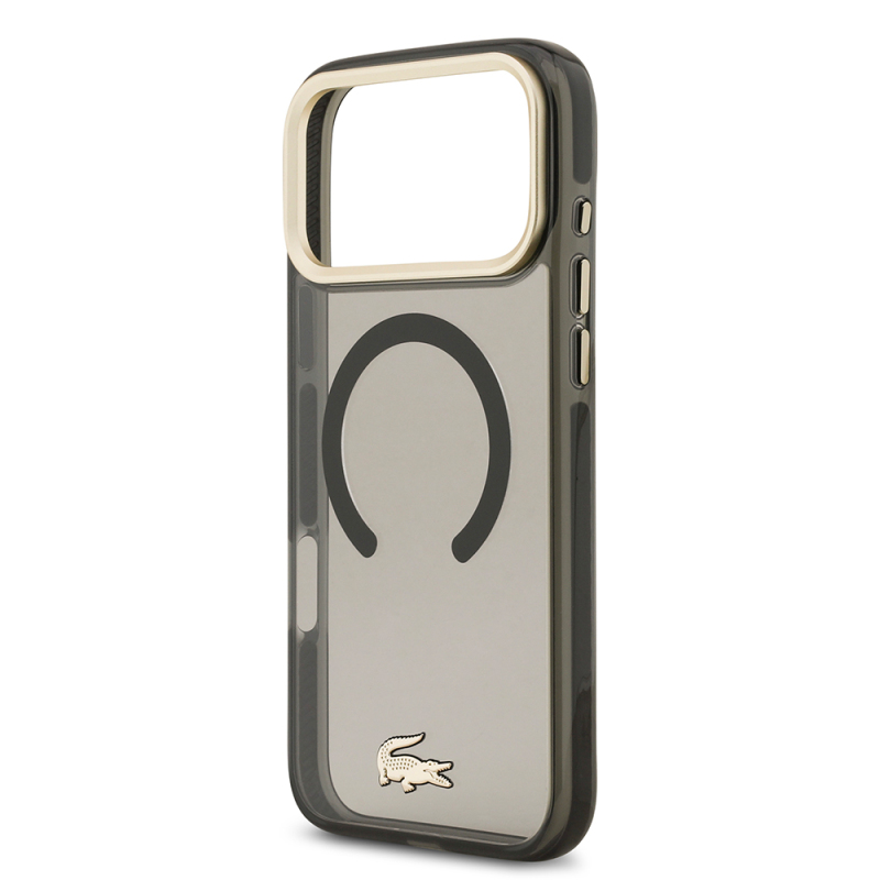 Apple iPhone 17 Pro Max Case Lacoste Original Licensed M-Safe Charging Feature Gold Crocodile Logo Frosted Cover - 15