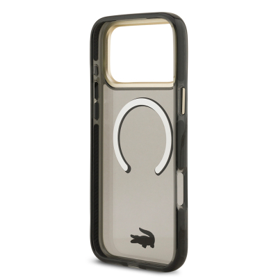 Apple iPhone 17 Pro Max Case Lacoste Original Licensed M-Safe Charging Feature Gold Crocodile Logo Frosted Cover - 16