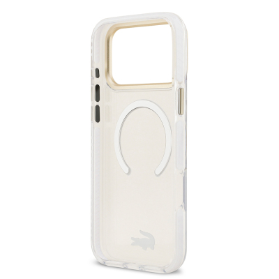 Apple iPhone 17 Pro Max Case Lacoste Original Licensed M-Safe Charging Feature Gold Crocodile Logo Frosted Cover - 22